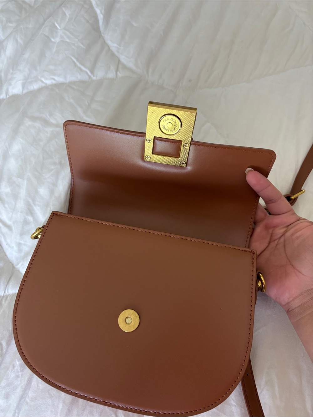 Miztique Tan Crossbody Bag with Gold Accent - Picture 4 of 5